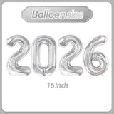 16in Silver 2026 Number Balloons Happy New Year Party Decorations