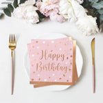 Rose Gold And Pink Party Supplies Disposable Napkins Rose Golden Dot Confetti Paper Napkins For Graduation Wedding Anniversary Cocktail Birthday Party Decorations 3-Ply 50 Pack
