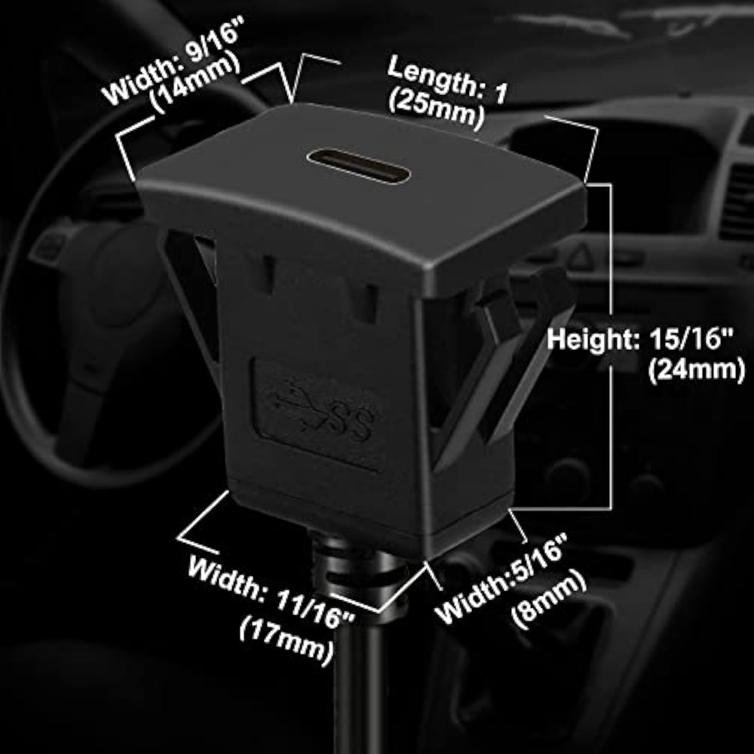 Square Type C 3.1 Car Flush Mount Cable Usb C 3.1 Panel Mount Male To Female E