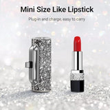 Mini Portable Charger USB C, 4500mAh Small Power Bank with Built-in USB-C Connector, Bling Glitter Battery Pack for iPhone 16/15 Pro/Pro Max/Plus, Samsung Galaxy S24/S23/Android – Shiny Black