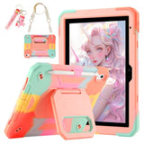 For (A16) 11Th Generation 11 Inch 2025/ Case 10.9 Inch 2022 With 360 Rotating Grip Magic Stand,Pen Slot/Key Chain/Shoulder Strap,Case For 10Th Gen (Colorful Pink)