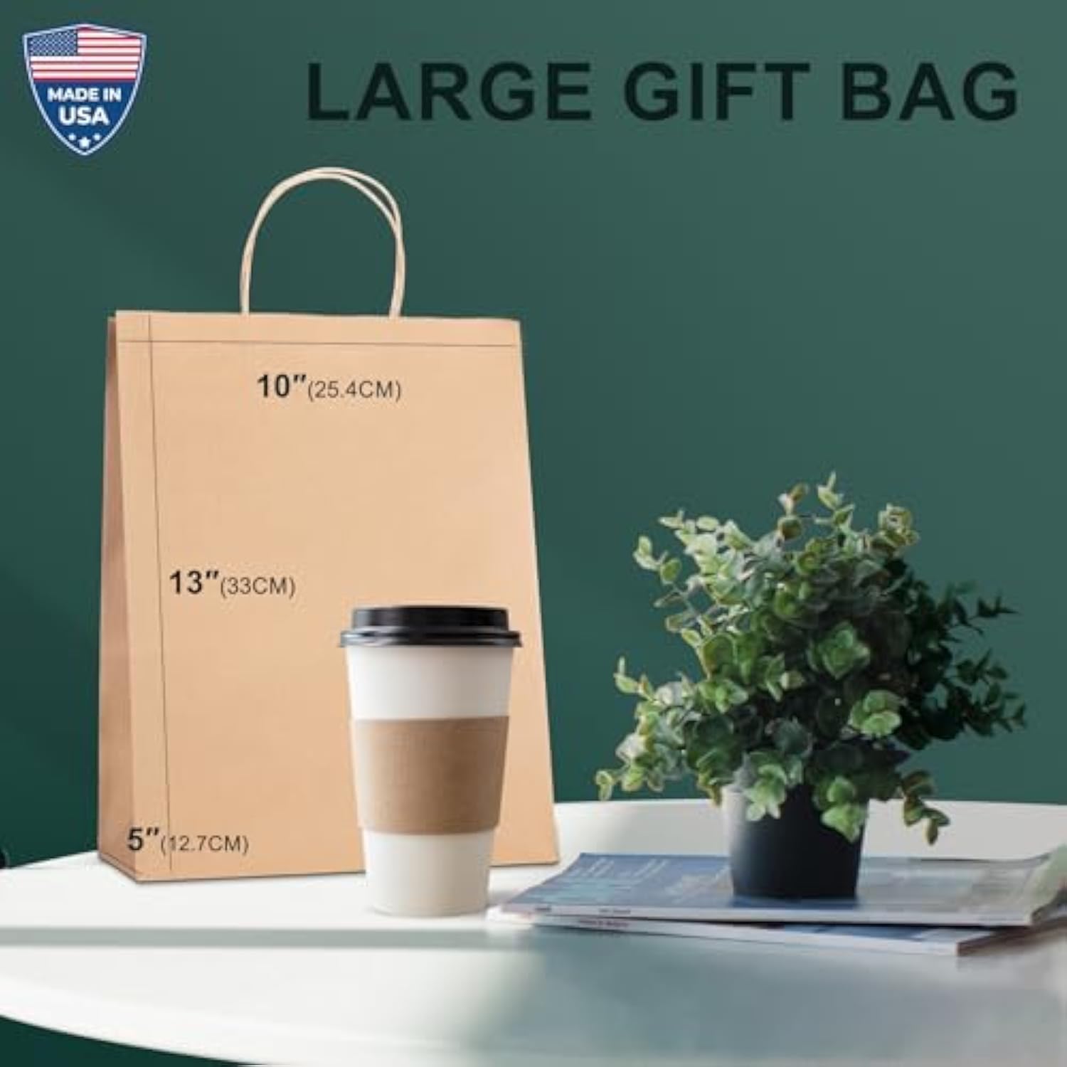 Paper Gift Bags 10X5X13, 50Pcs Brown Kraft Bags With Handles, Heavy Duty, Eco-Friendly, Perfect For Gift Giving, Christmas, Diy, Retail, Merchandise