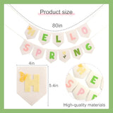 Felt Hello Spring Banner – Pastel Springtime Hanging Decoration, Farmhouse Spring Party Decor, Fabric Hellospring Bunting