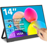 Portable Monitor Touchscreen 14",Usb-C & Fhd External Display 100% Srgb Anti-Glare Eye Care,Privacy Protection,Low-Power,Vesa Mountable Travel Monitor For Laptop/Mac/Gaming/Office