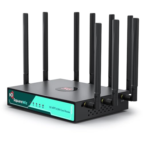 Rm520N Ax3000 Wifi 6 5G Router With Sim Card Slot,Lte Cellular Gateway With 9 High Gain Detachable Antennas, 5G Nr Modem Support 128 Users For Home Office,At&T T-Mobile Certified,Vpn