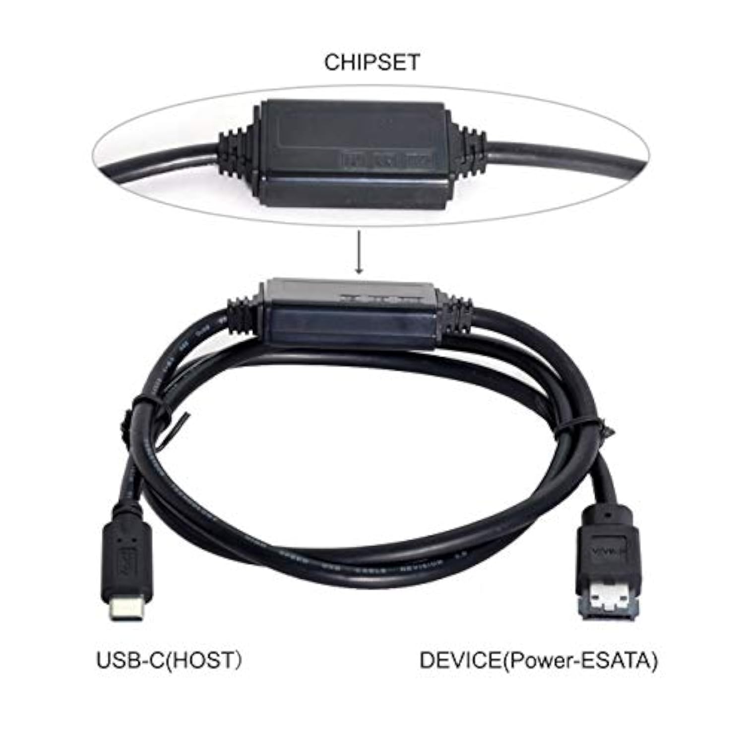 cablecc USB-C Type-C to Power Over eSATA DC5V Adapter USB3.0 to HDD/SSD/ODD eS
