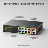 8 Ports Poe+ Ethernet Switch 2 Uplink 802.3Af/At 120W Total Power 100Mbps Network Hub 20 Gbps Switch Capacity Unmanaged Poe Switch Suitable For Ip Cameras Home & Office.