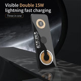 Dual 15W Magnetic Wireless Charging Pad for iPhone 12-15 Series& AirPods - Triple Station with MagSafe Alignment Fast Charging Pad for Smartphones