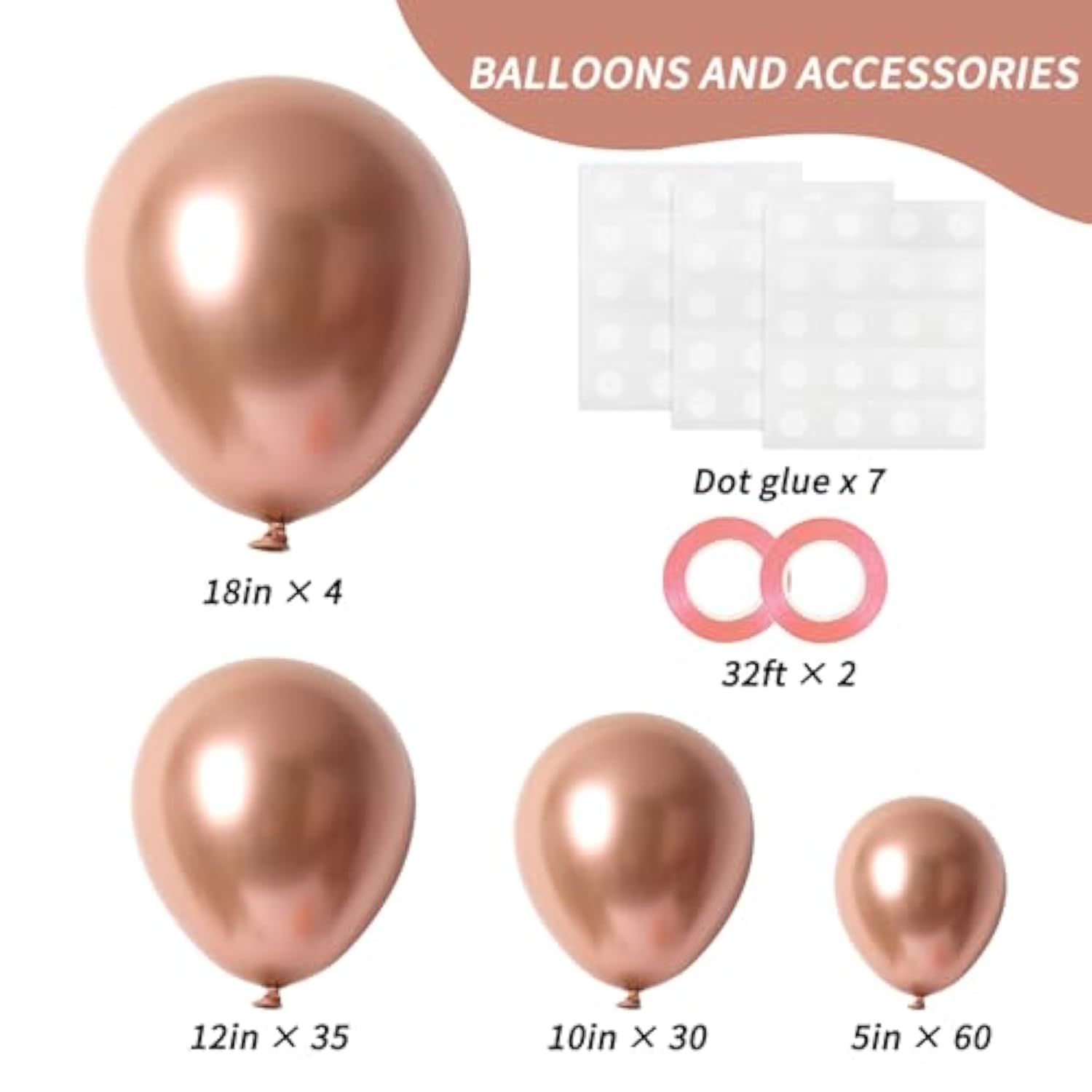 129Pcs Rose Gold Balloon Arch Kit in Various Sizes for Parties & Celebrations
