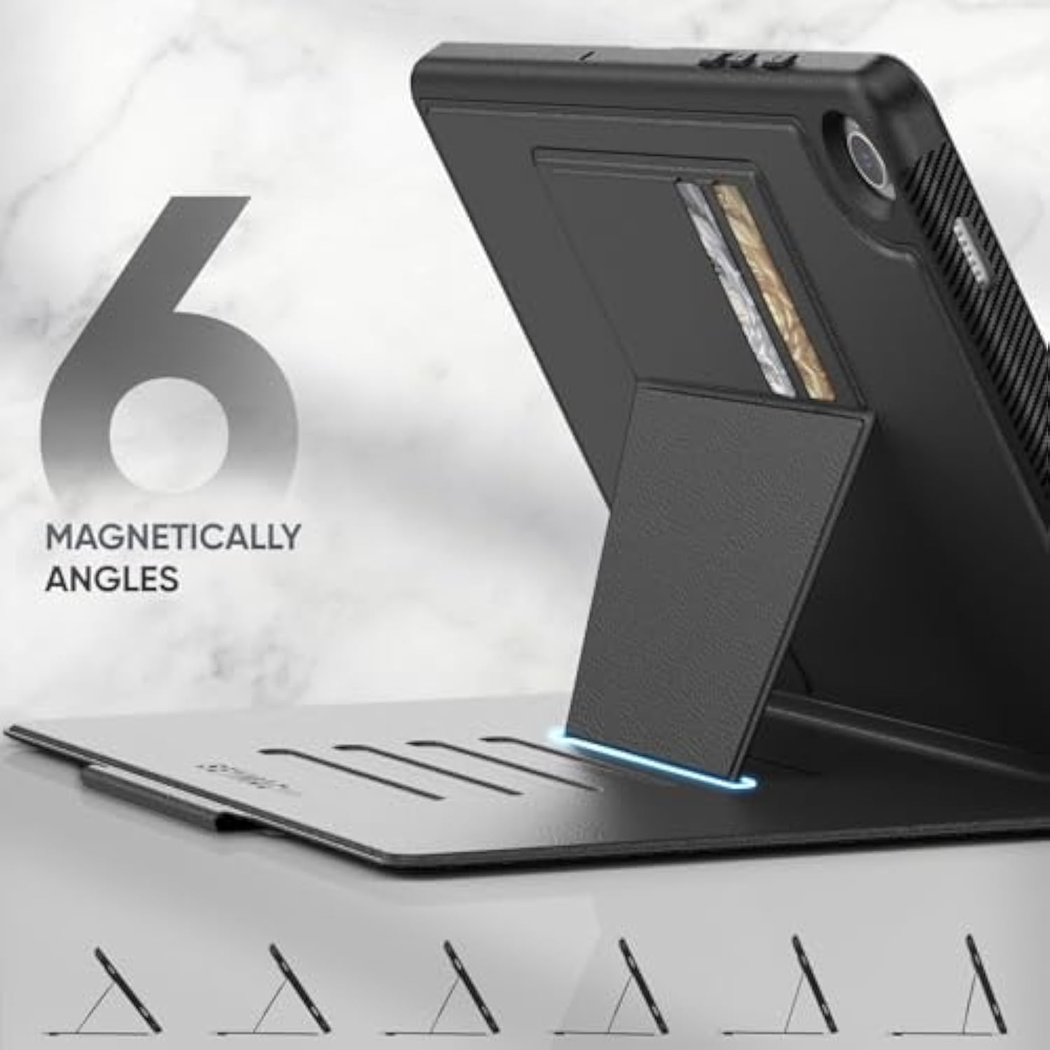 Case For Samsung Galaxy Tab A9+ Plus 11'', Auto Sleep/Wake Case With Magnetic Multiangles Stand, Card Slot For Galaxy Tab A9+/ A9 Plus 11'' Smx210/X216/X218, (Black)