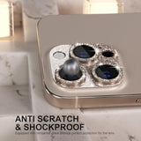 Compatible For Iphone 16 Pro/Iphone 16 Pro Max Camera Lens Protector, Bling Camera Cover With 9H Tempered Glass Lens Screen Protector Metal Ring Accessories (Glitter-Titanium Desert)