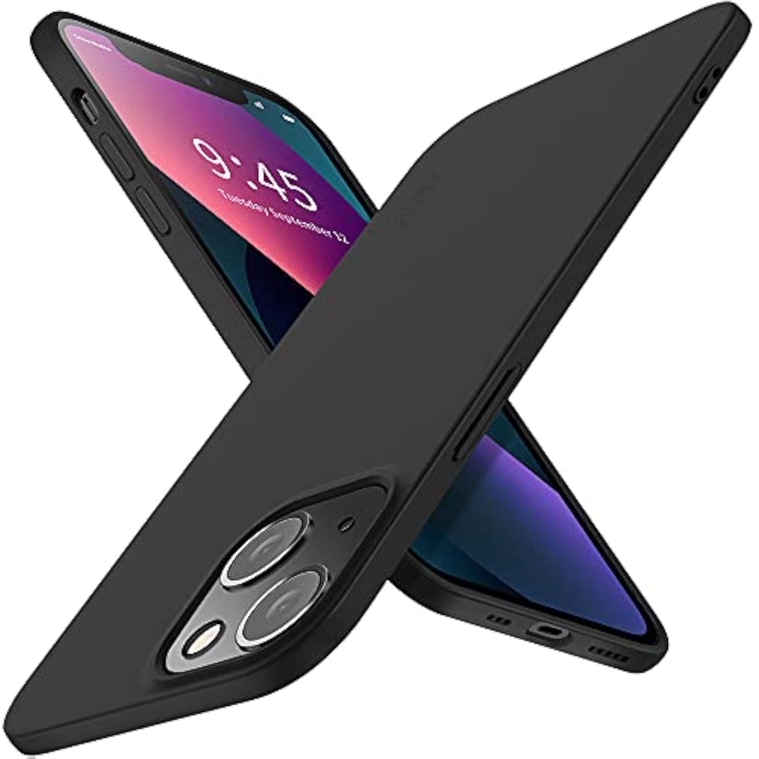 Compatible Iphone 13 Mini Case Slim Fit Ultra-Thin [Guardian Series] Soft Tpu Matte Finish Coating Phone Cases Lightweight Back Cover For Iphone 13 Mini With Comfortable Grip (2021)- Black
