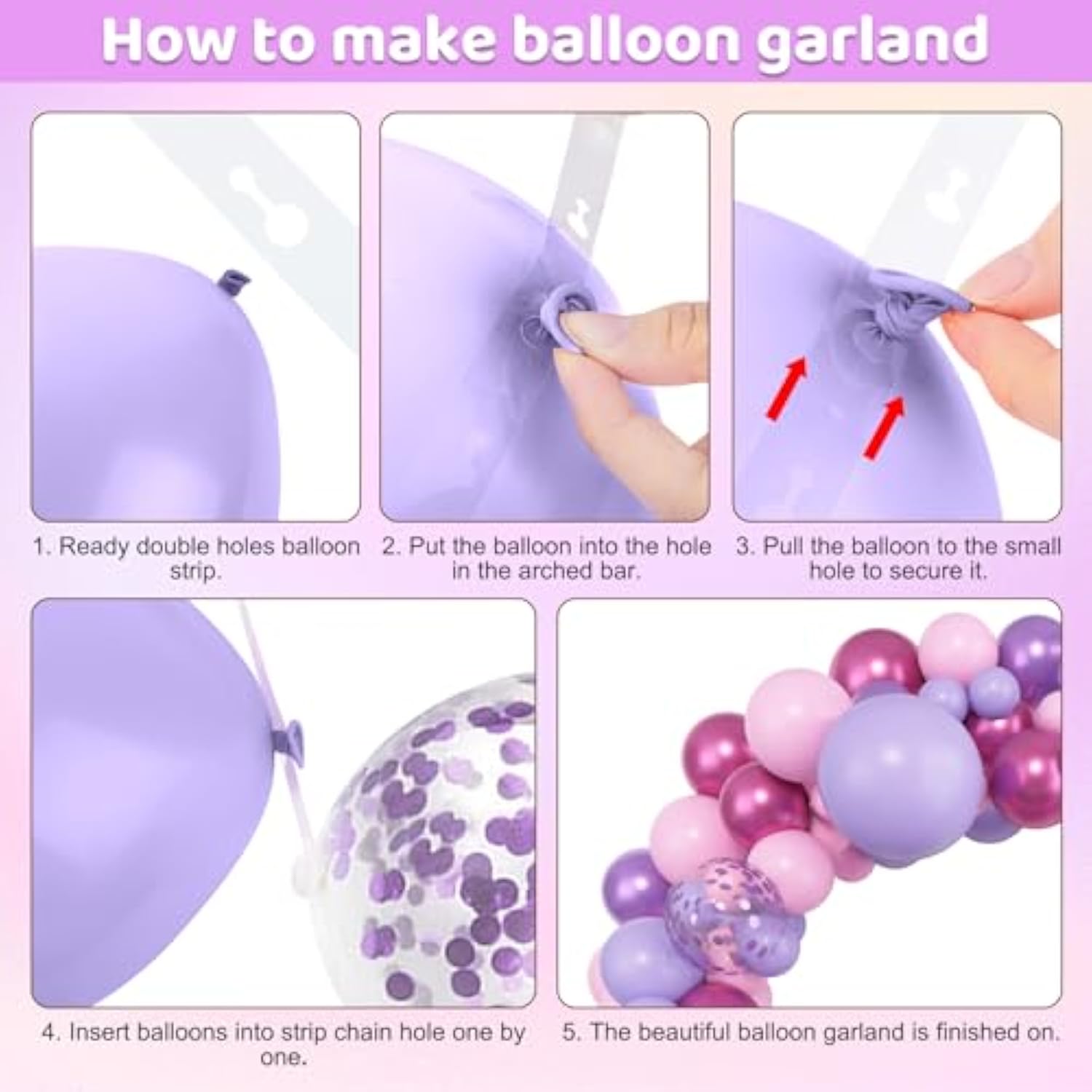 153pcs Pink Purple Balloon Arch Kit for Birthday, Bridal, and Baby Shower Decor