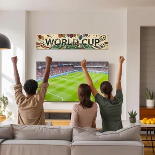 2026 World Cup Banner Wall Decor, Soccer Hanging Banner, Tournament Celebration Decoration for Home Bar Classroom Event Photo Backdrop 48 x 9 Inch