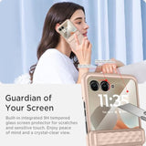 Miimall Hinge Cover for Rugged Case Motorola Razr 2025, [Built-in Camera and Screen Protector][Non-Slip Stylish Texture] Drop-Proof Non-Fingerprint Lightweight Cases for Motorola Razr 60 Bumper, Gold