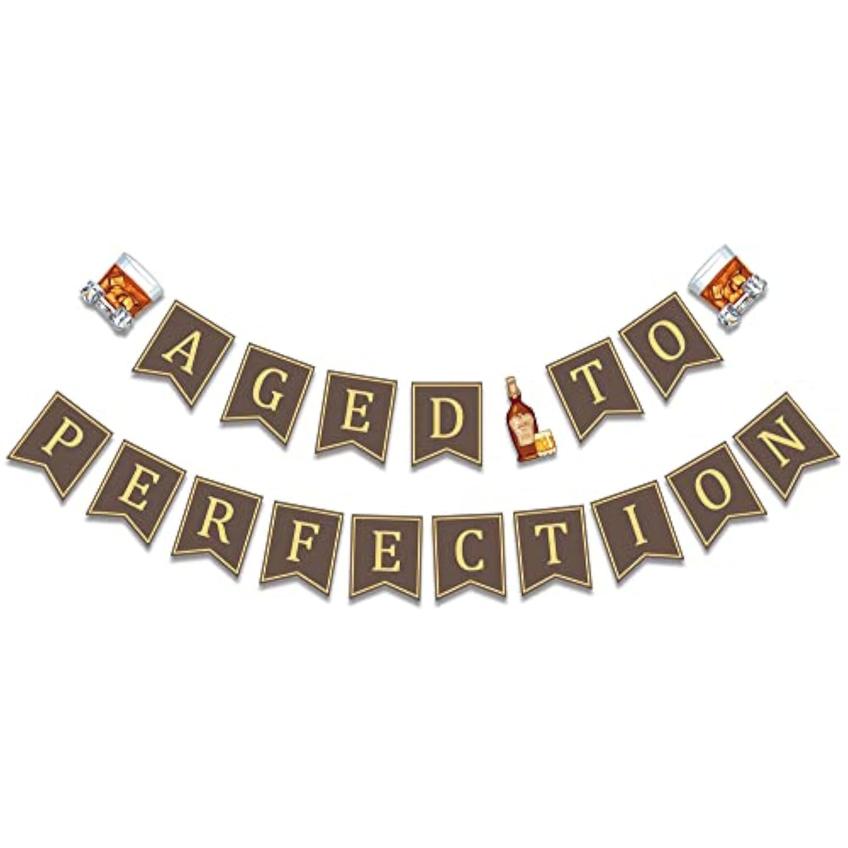 Age to Perfection Banner, Whiskey Birthday Decor for 30th 40th 50th Parties