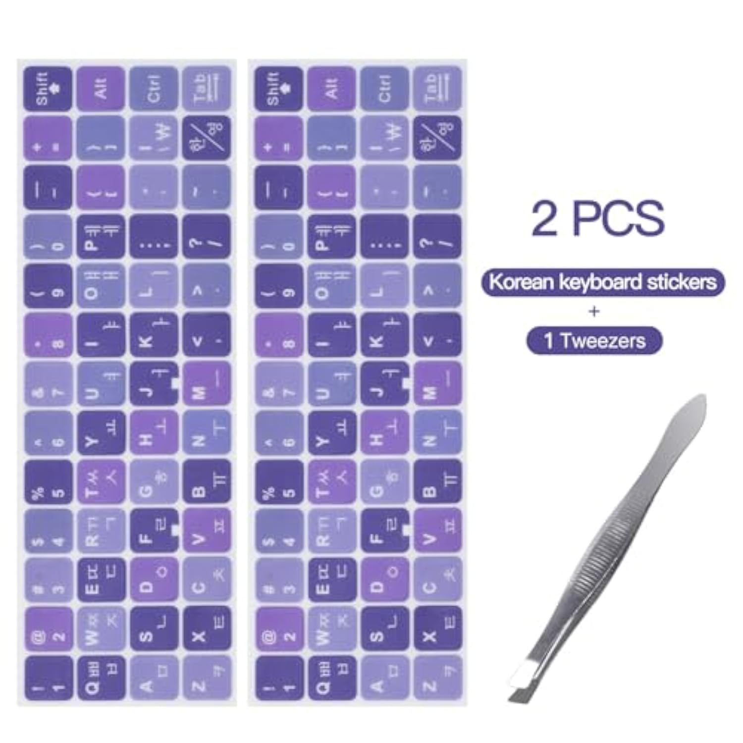 2Pack Korean Keyboard Stickers, Korean-English Keyboard Sticker On Purple Back