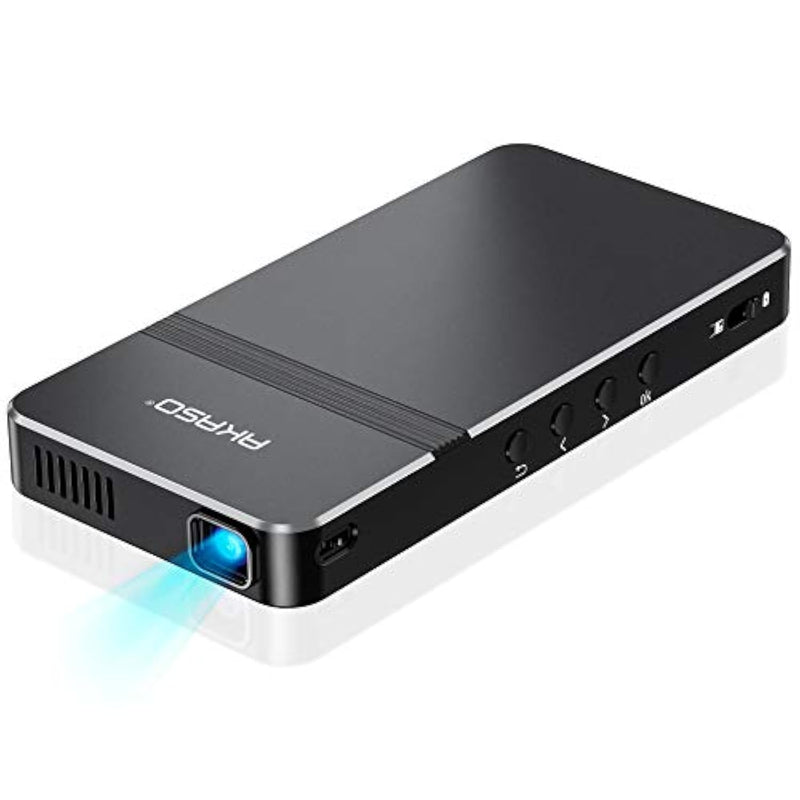 Akaso Mini Projector, Pocketsized Dlp Portable Projector, 1080P Cookie Projector , Support Hdmi Wifi Builtin Rechargeable Battery Stereo Speakers And Remote Control Movie Projector