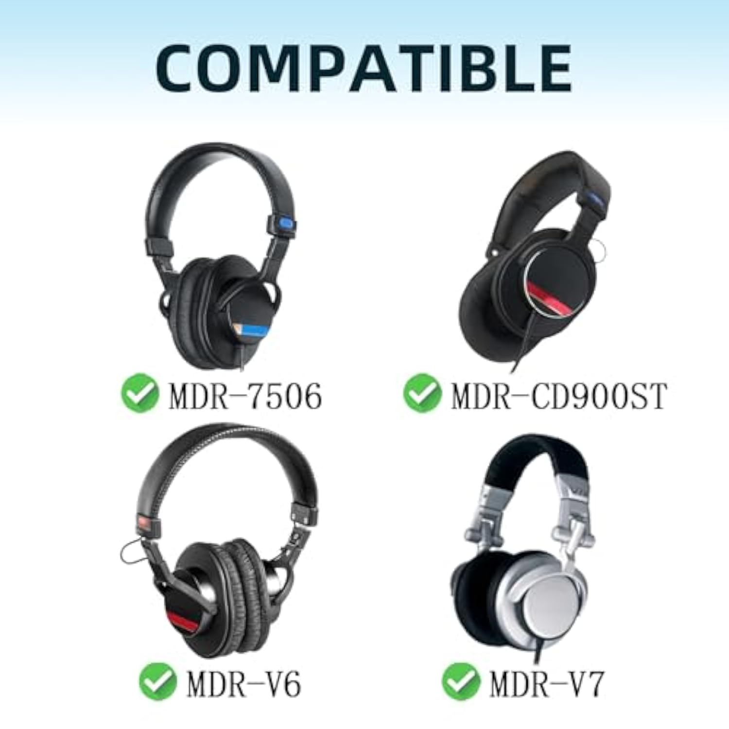 Replacement Ear Cushions For Sony Mdr-7506 Mdr-V6 Mdr-V7 Mdr-Cd900St Monitor Headphones, Ear Cushions Are Made Of Soft Protein Leather, Added Thickness(White)