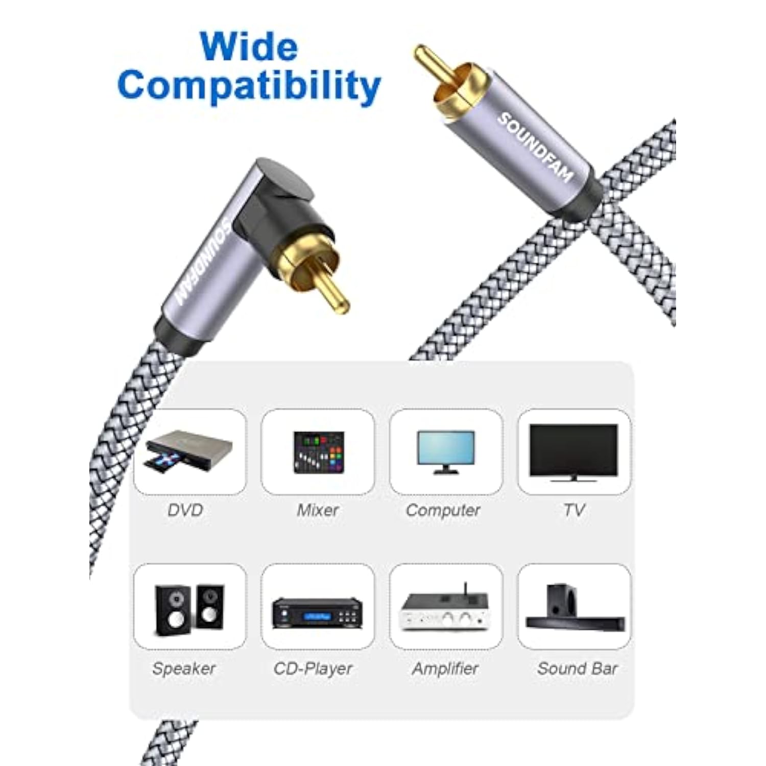 90 Degree Rca Cable Subwoofer Cable Right Angle Digital Coaxial Rca Cable Male