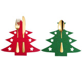 Festive Christmas Tree Cutlery Set Advent Calendar 2025-12Pcs Christmas Table Decor,6 Red 6 Green Xmas Tree Tableware Holder- Party Christmas Utensil Holder