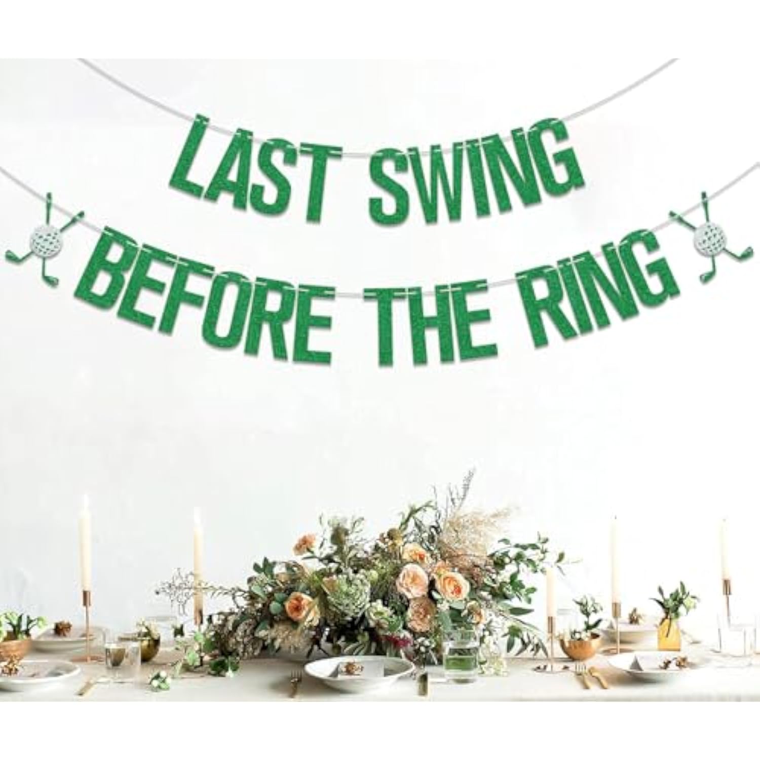 Last Swing Before The Ring Banner,Golf Bachelorette Bridal Shower Party Decor,Same Hole Forever,Golf Bachelorette Engagement Wedding Bridal Shower Party Supplies Green Silver