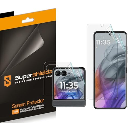(2 Pack) Designed For Motorola Razr (2024/2025) [2 Main Screen + 2 Front Screen] Screen Protector, High Definition Clear Shield (Tpu)