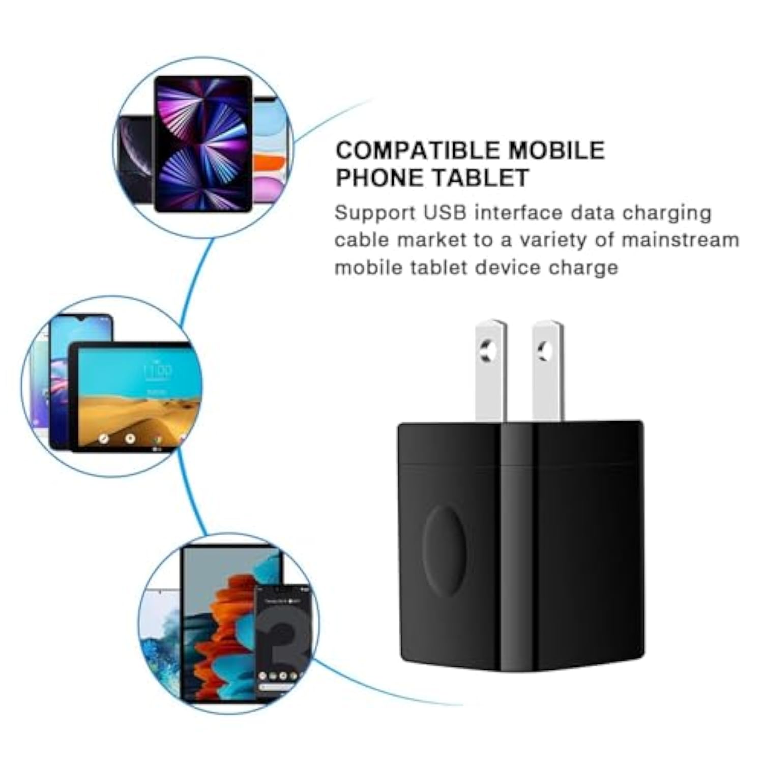 Black Usb Wall Adapter, Charging Block, 3Pack Dual Port 2.1A Fast Wall Charger Brick Base Cube Usb Plug Outlet Phone Charger Box For Iphone 16E 16 Pro 15 14 13 12 11 Xs Max Xr X 8 7 6, Ipad, Samsung