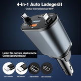 4 In 1 Retractable Car Charger, Usb C Fast Charging Adapter[Max80W] With Usb-I Cable&Dual Charge Port Compatible With Iphone 16/15/14/13/12/11 Pro Max Plus/Ipad/Airpods,Galaxy,Google, Gps?Usb-C/Usb-I?