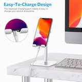 Cell Phone Stand, Omoton Adjustable Angle Height Desk Phone Dock Holder For Se 16 Pro Max/Plus/Xs/Xr, Samsung Galaxy S20 / S10 / S9 / S8 And Other Phones (3.5-7.0-Inch),Silver