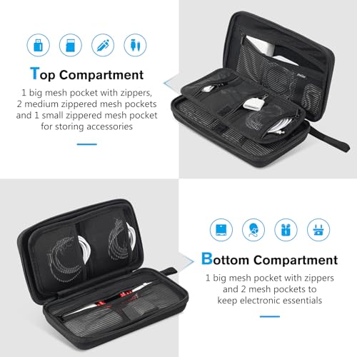 Large Hard Travel Electronic Organizer Case For Macbook Power Adapter Chargers Cables Tech Organizer Hard Drive Usb Flash Disk Sd Card Portable Electronics Accessories Bag -Black