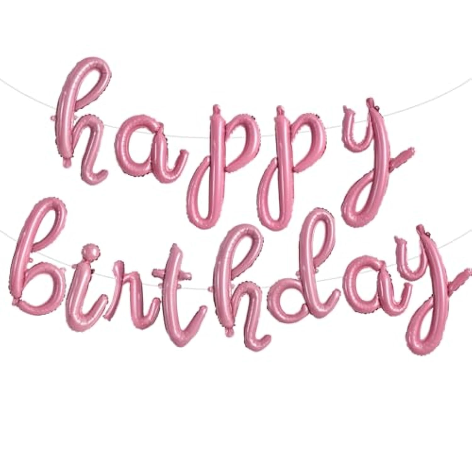 Light Pink Cursive Happy Birthday Foil Balloons – Party Banner for Kids & Adults Decor