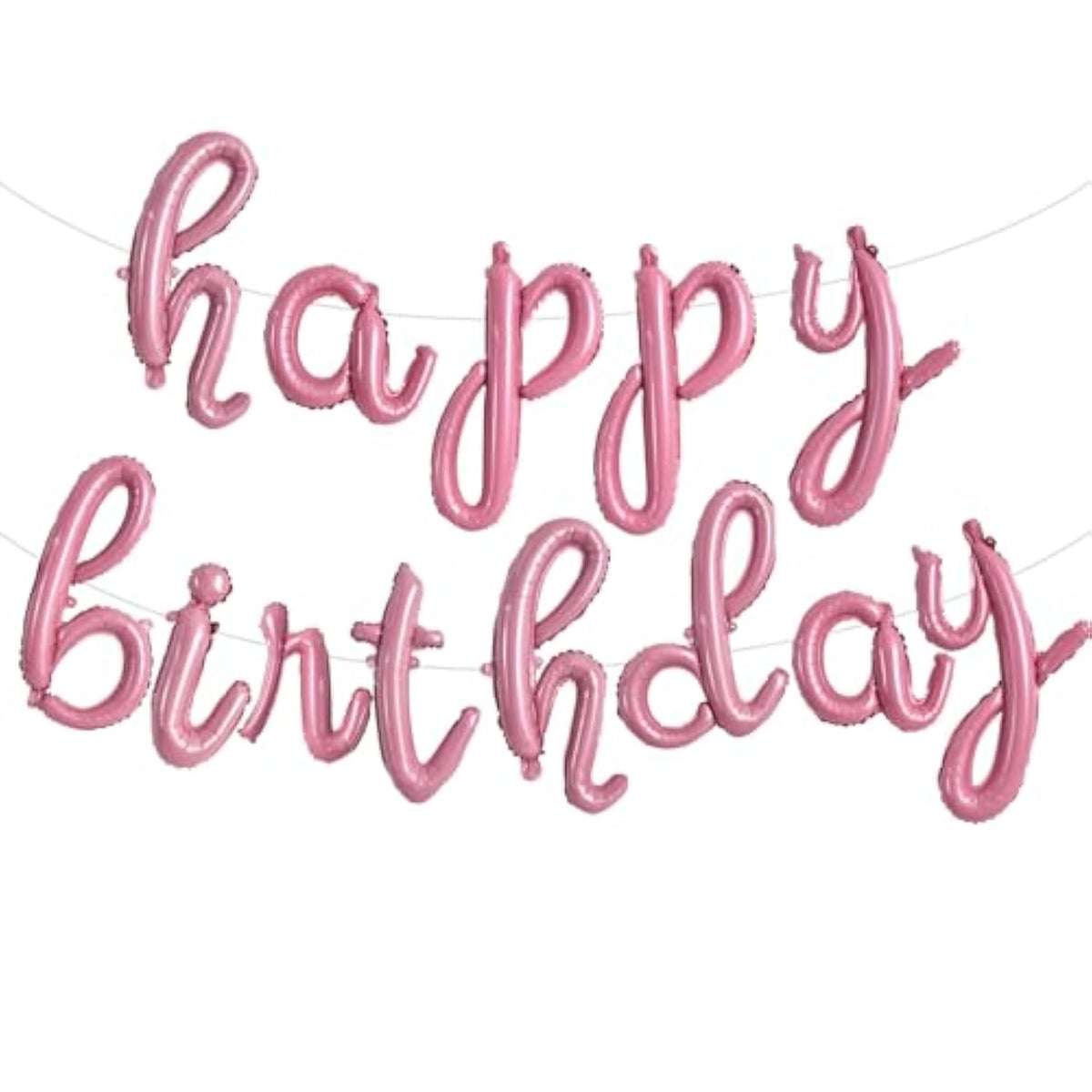 Light Pink Cursive Happy Birthday Foil Balloons – Party Banner for Kids & Adults Decor
