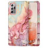 For Samsung Galaxy Note 20 Ultra Case,Marble Pattern 3 In 1 Heavy Duty Full Body Shockproof Hard Pc+Soft Silicone Drop Protective Women Girls Case For Note 20 Ultra 5G 6.9 Inch,Rose Gold