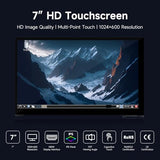 Luckfox Touchscreen For Raspberry Pi,7 Inch Hdmi 1024X600 Portable Monitor Compatible With Raspberry Pi 5/4/4B/3/3B/Zero 2 W/All Pi Version,Plug & Play Lcd Ips Display With Stand