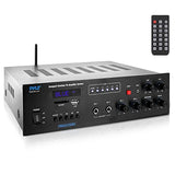 Public Address Amplifier - 500W Compact Digital Receiver w/ 70V 100V Output, Dual Mic Input, USB-A Input w/ MP3 Player, FM Radio, RCA