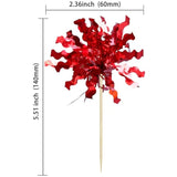 30Pcs Foil Firework Cupcake Toppers Sparkle Tinsel Cake Toppers Tinsel Drink Cake Decoration Cocktail Picks For Birthday Wedding Graduation Party Supplies Red