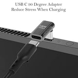 2 Pack 90 Degree Usb C Adapter, 100W Right Angle Usb C Male To Female Extender