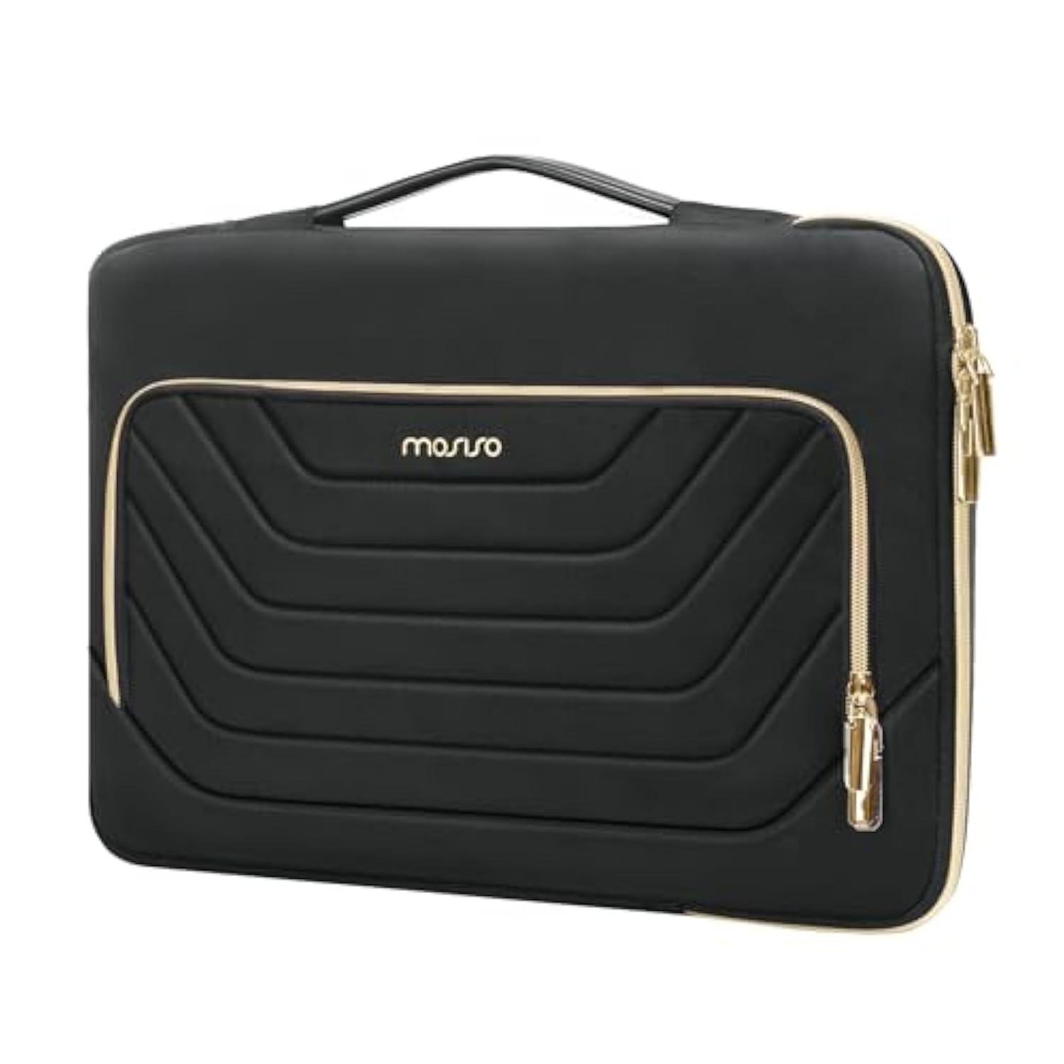 MOSISO 360 Protective Laptop Sleeve 13-14 inch, 13.3 inch Carry Case Compatible with MacBook Air 13, Compatible with MacBook Pro 13/14, Side Open Bag with Inverted Trapezoid Quilted Pocket, Black