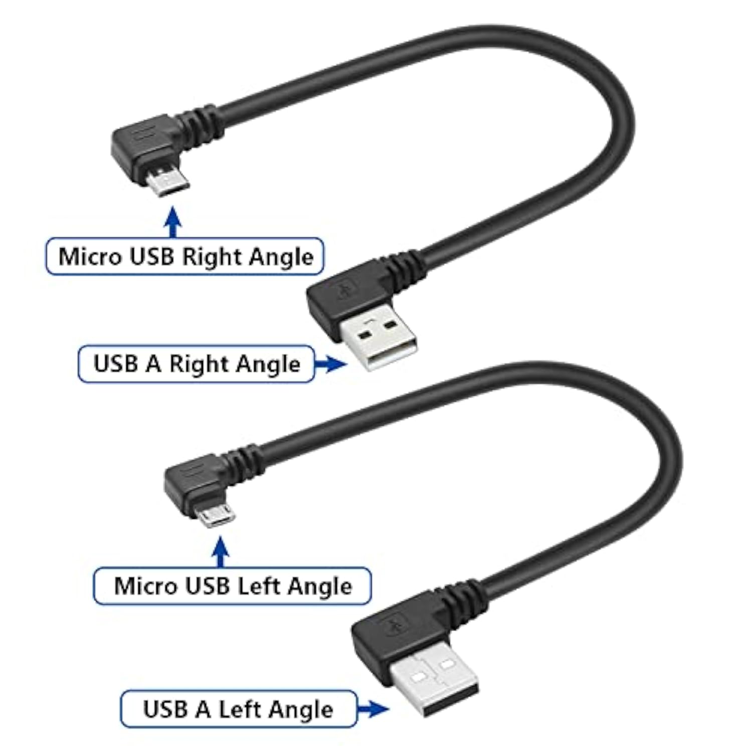 90 Degree Micro Usb Cable,25Cm Usb A Left Angle To Micro Usb Left Angle Chargi