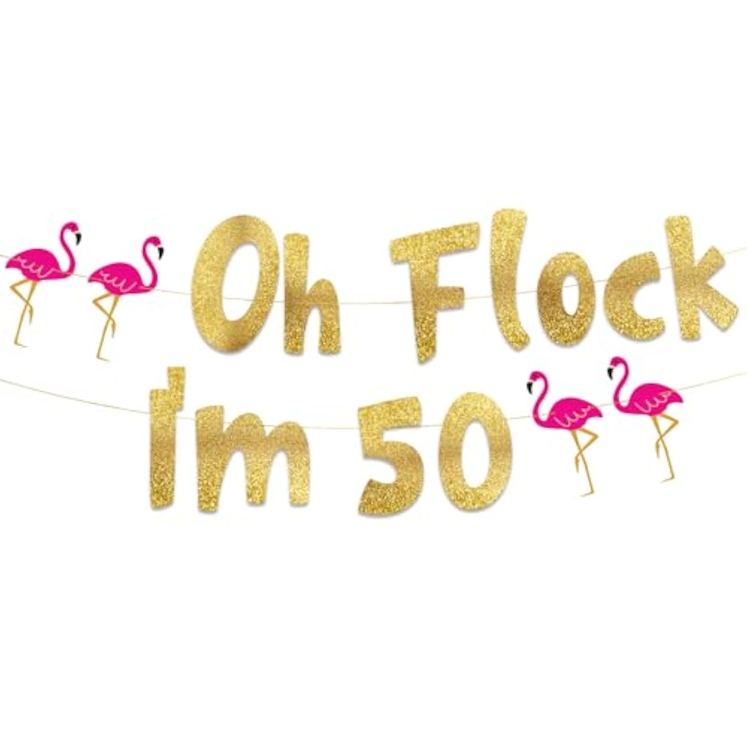 Oh Flock I'M 50 Gold Glitter Banner - Happy 50Th Birthday Party Decorations, Gifts, Supplies And Favors