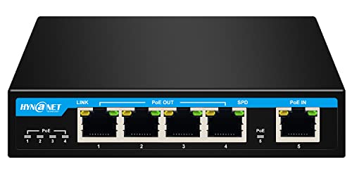Px204 4 Port Gigabit Poe Powered Switch Extender, Ieee802.3Af/At/Bt Poe Passthrough Switch, 1 Port 90W Poe++ In, 4 Port Poe+ 30W Out Poe Repeater For Camera,Voip