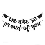 2025 Graduation Banner: Black Glitter "We Are So Proud of You" Garland