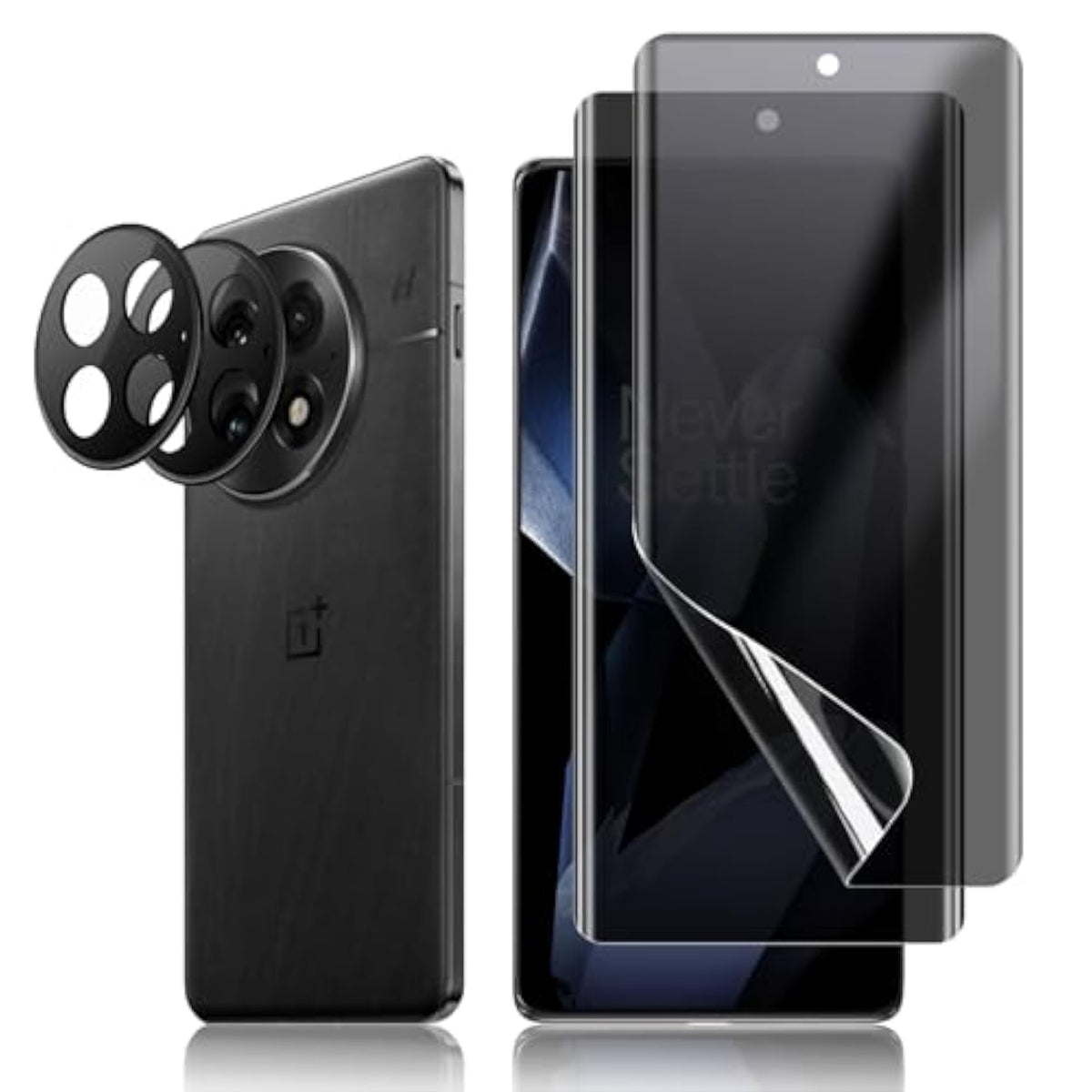 Privacy Screen Protector Compatible With One Plus 13 5G, [2+2 Pack] Anti-Spy Flexible Hydrogel Film + Camera Protection Tempered Glass Film, Anti-Scratch Anti-Spy Film For One Plus 13 5G