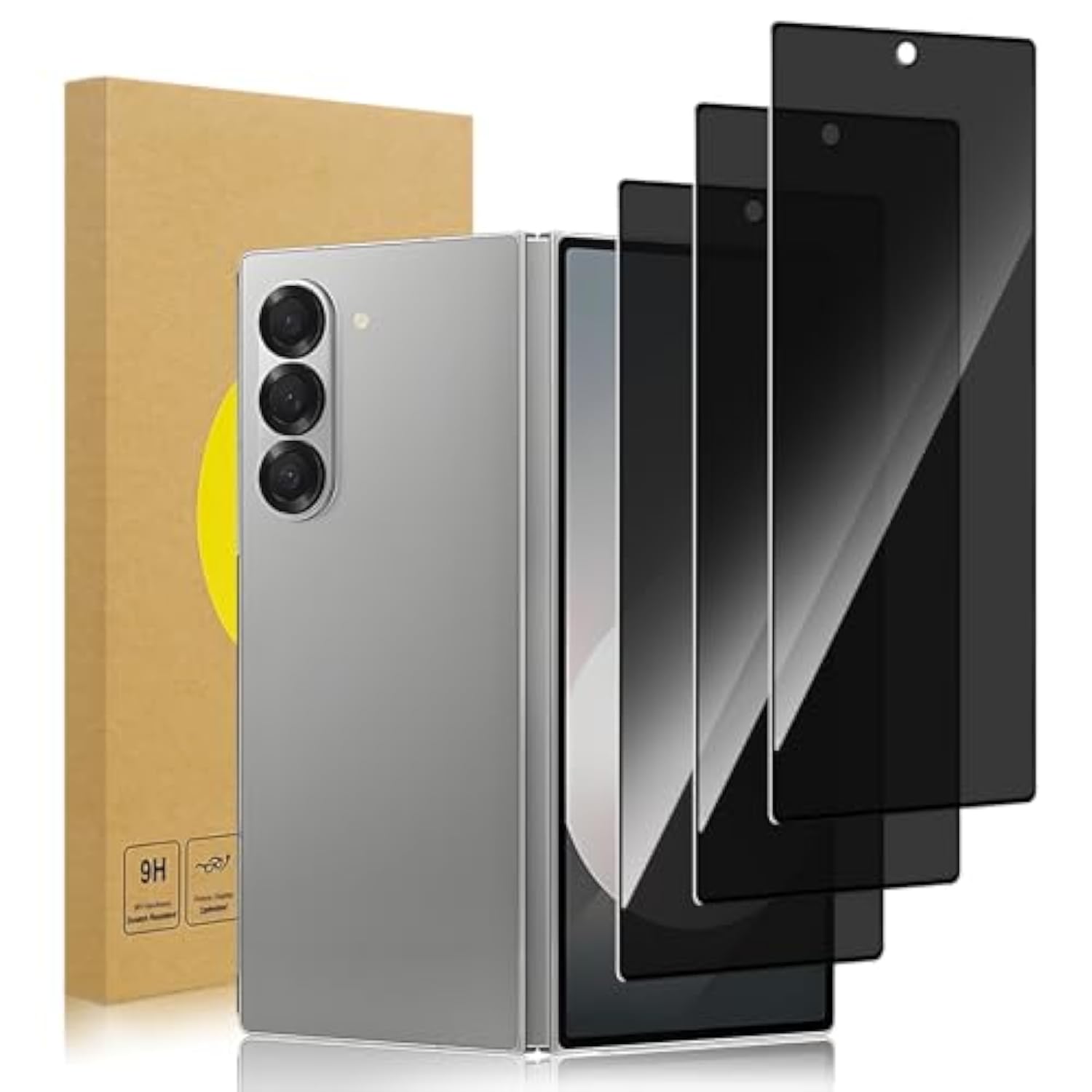 3 Pack Front Privacy Screen Protector For Samsung Galaxy Z Fold 6[Anti-Spy Tempered Glass], Ultra Hd, Anti-Scratch, Bubble-Free, Easy Install 9H Protective Glass For Galaxy Z Fold 6