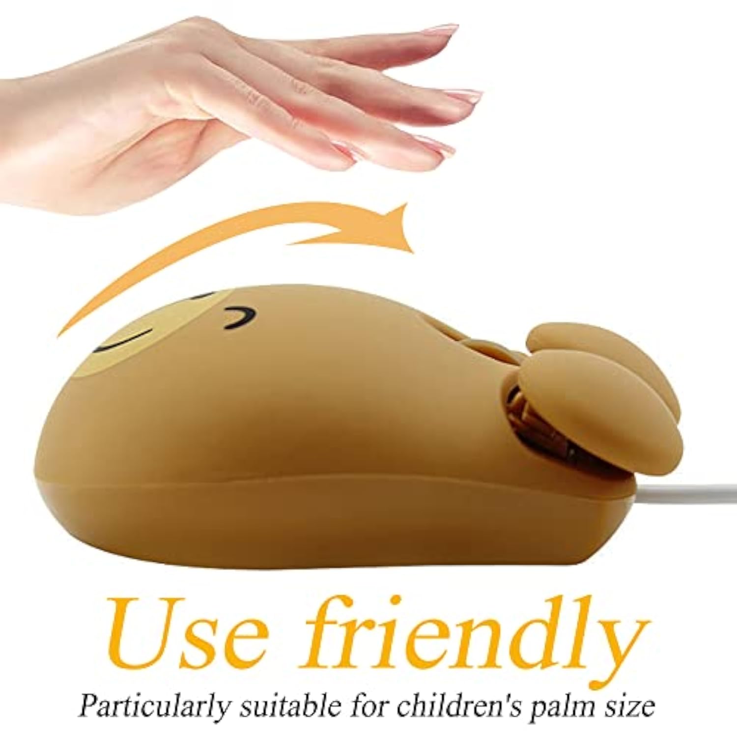 Cute Animal Bear Shape Usb Wired Corded Mouse Optical Mice For Notebook Pc Laptop Computer 1600Dpi 3 Buttons With 3.2 Feet Cord (Brown)