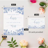 How Many Kisses Bridal Shower Game (1 Sign + 50 Cards), Blue Floral Bridal Shower Games, Something Blue Before I Do Decorations, Bachelorette Guessing Game, Kisses In The Jar Sign -Ghmk07