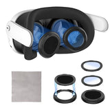 Lens Protector Kit for Meta Quest 3 with Anti Fog Wipe, Lens Protector Cover Compatible with Oculus Quest 3, Glasses Spacer Accessories with Blue