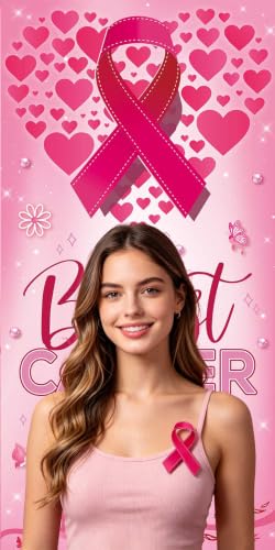 Pink Ribbon Door Banner 3x6FT Breast Cancer Awareness Decorations