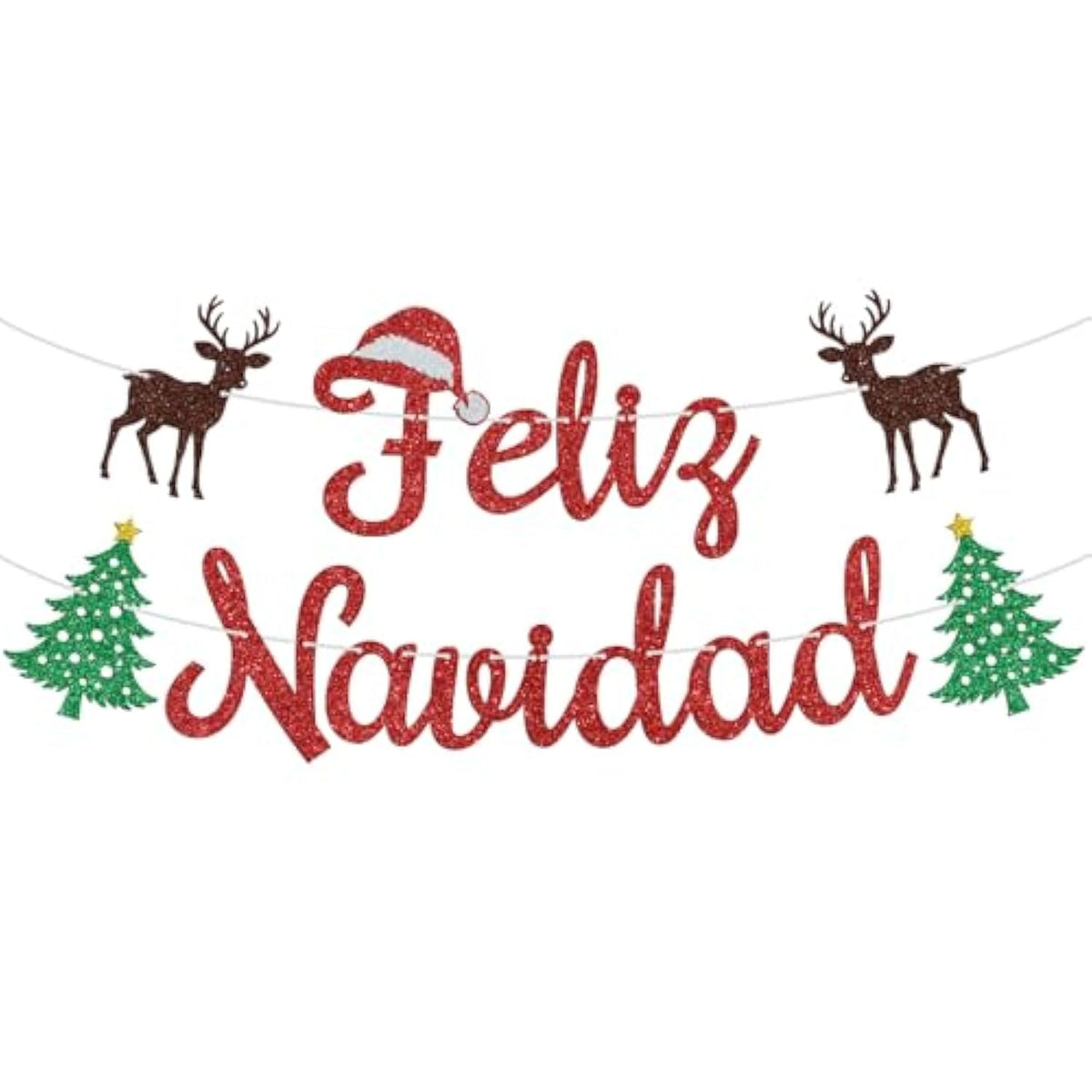 Feliz Navidad Banner for Spanish Christmas and New Year Party Decorations